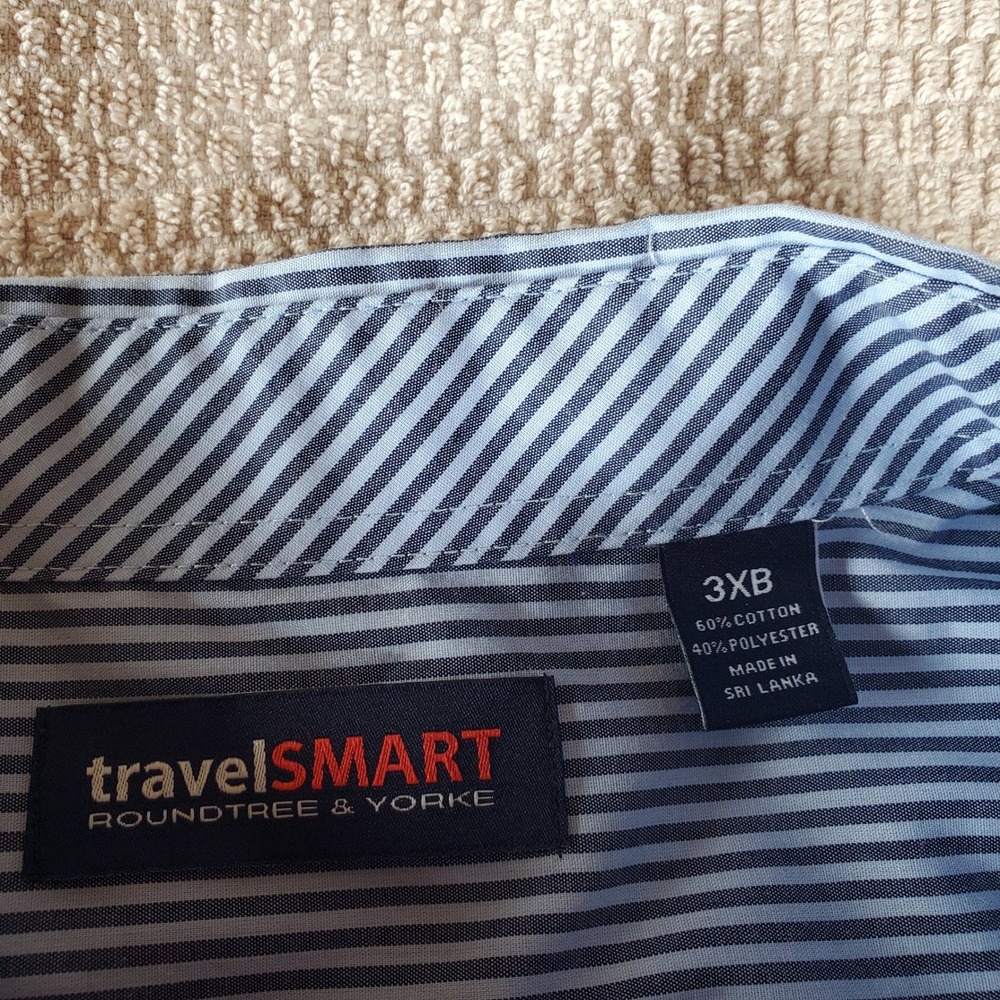 Mens Roundree & Yorke TravelSmart Striped Button Down Shirt 2 Pack Blue Red 3XB‎